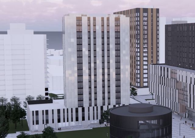 Brock Commons — a student high-rise of one underground level and twenty levels of student dormitories.
