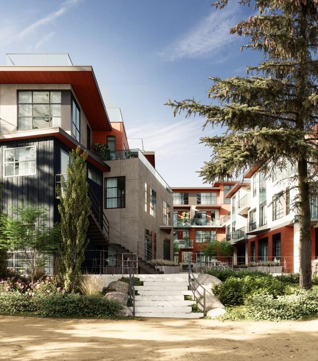 L’Arche — a residential building of one level of underground parking and four levels of apartment space.