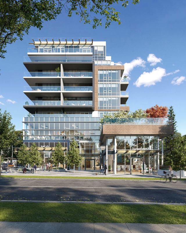 Nova — nine levels of apartment units above grade, over two levels of commercial and office space.